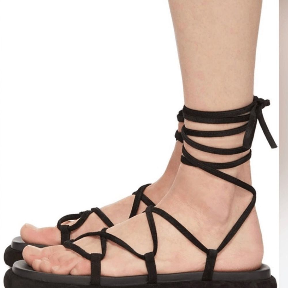 KHAITE Black Strappy Sandals